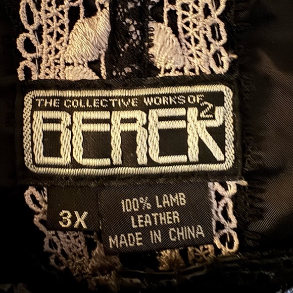 Berek Shiny Black Lamb Leather Croc-Embossed Jacket Size 3x - Picture 7 of 11